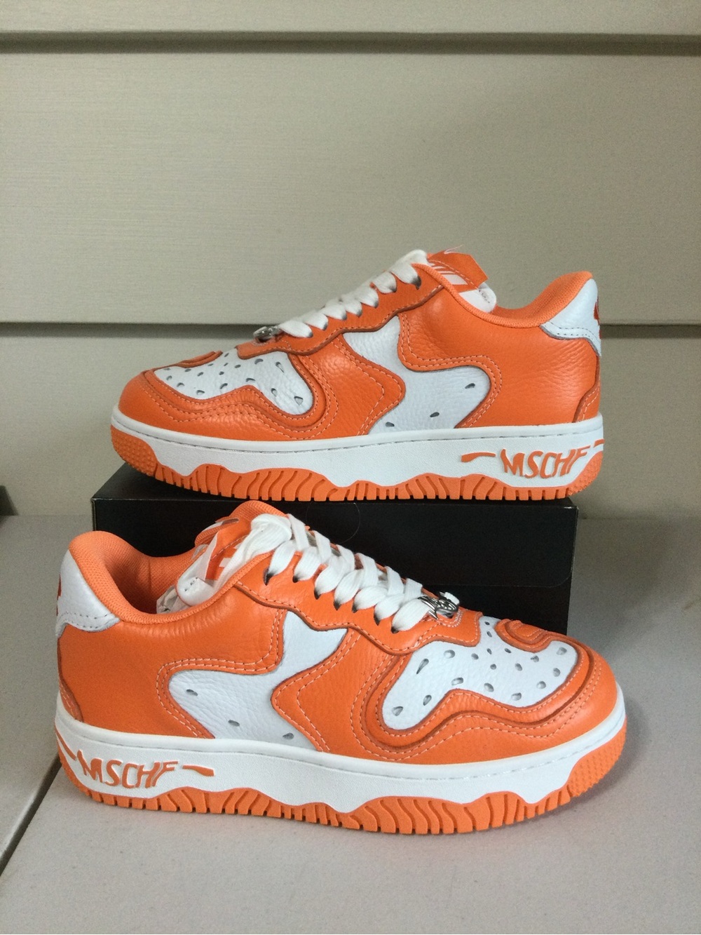 MSCHF Black Shoe Box with White Graphic and Orange Size Label